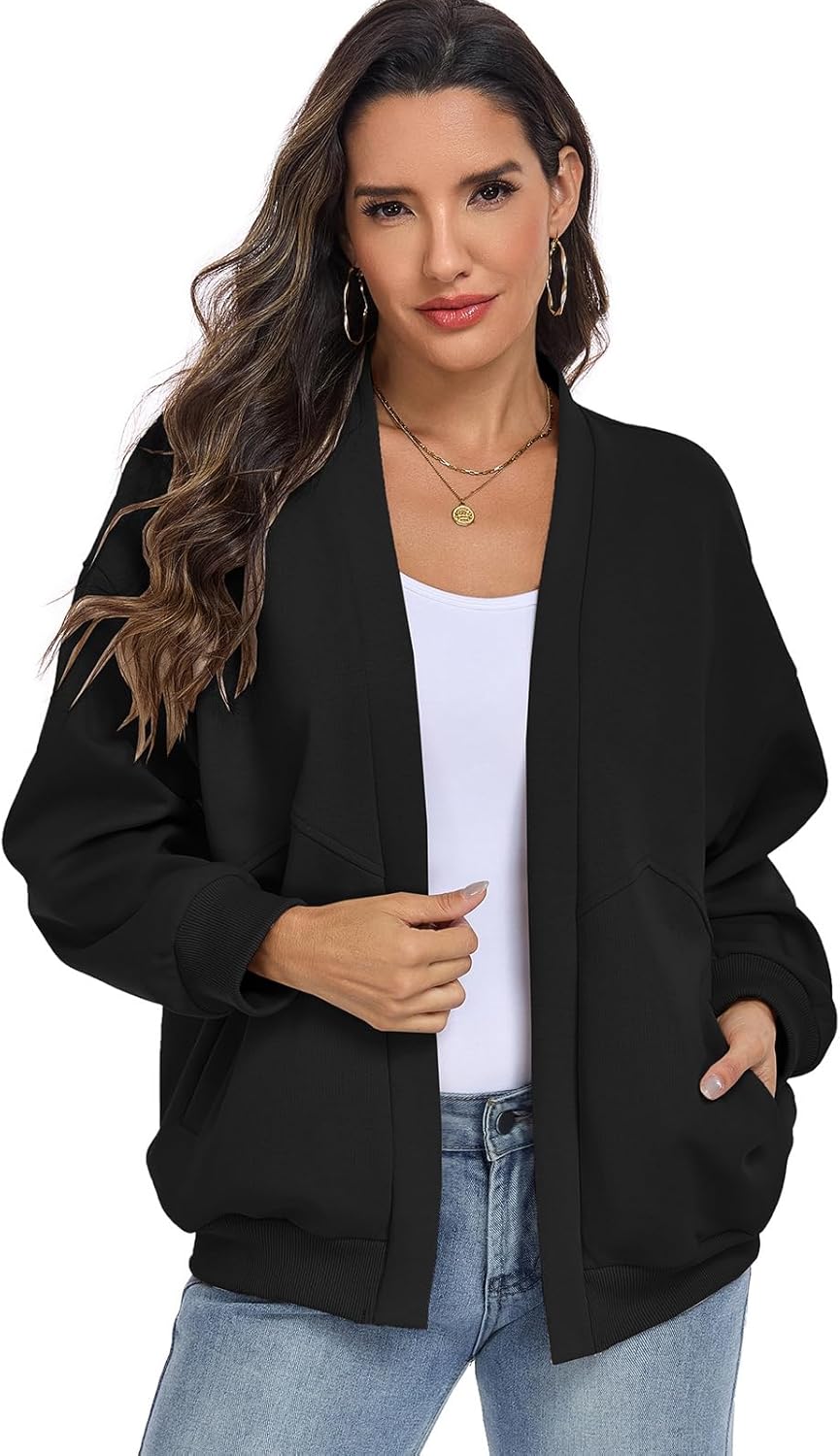 Women's Oversized Cardigan Loose Lightweight Open Front Sweatshirt Casual Long Sleeve Athletic Jackets - Image 2