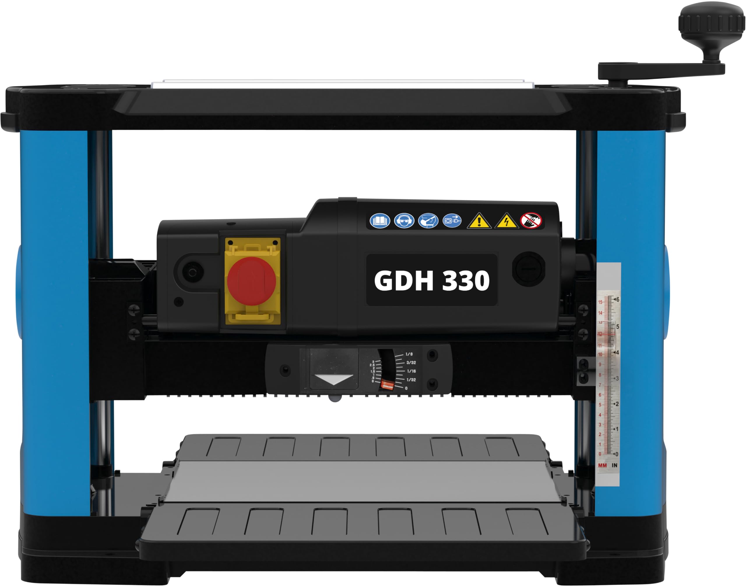 Güde 55268 Dickenhobel GDH 330 (1500 W, 2 Hobelmesser, Durchlasshöhe bis zu 152 mm, Durchlassbreite bis zu 330 mm, Spanabnahme bis zu 2,8 mm, ausklappbarer Zuführtisch, Spanabsaugstutzen)