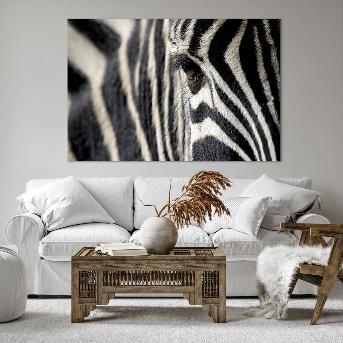LevvArts Quadro Su Tela Bianco E Nero Con Tori – Set Da 7 Pannelli Per Soggiorno, 177x81 Cm - 2