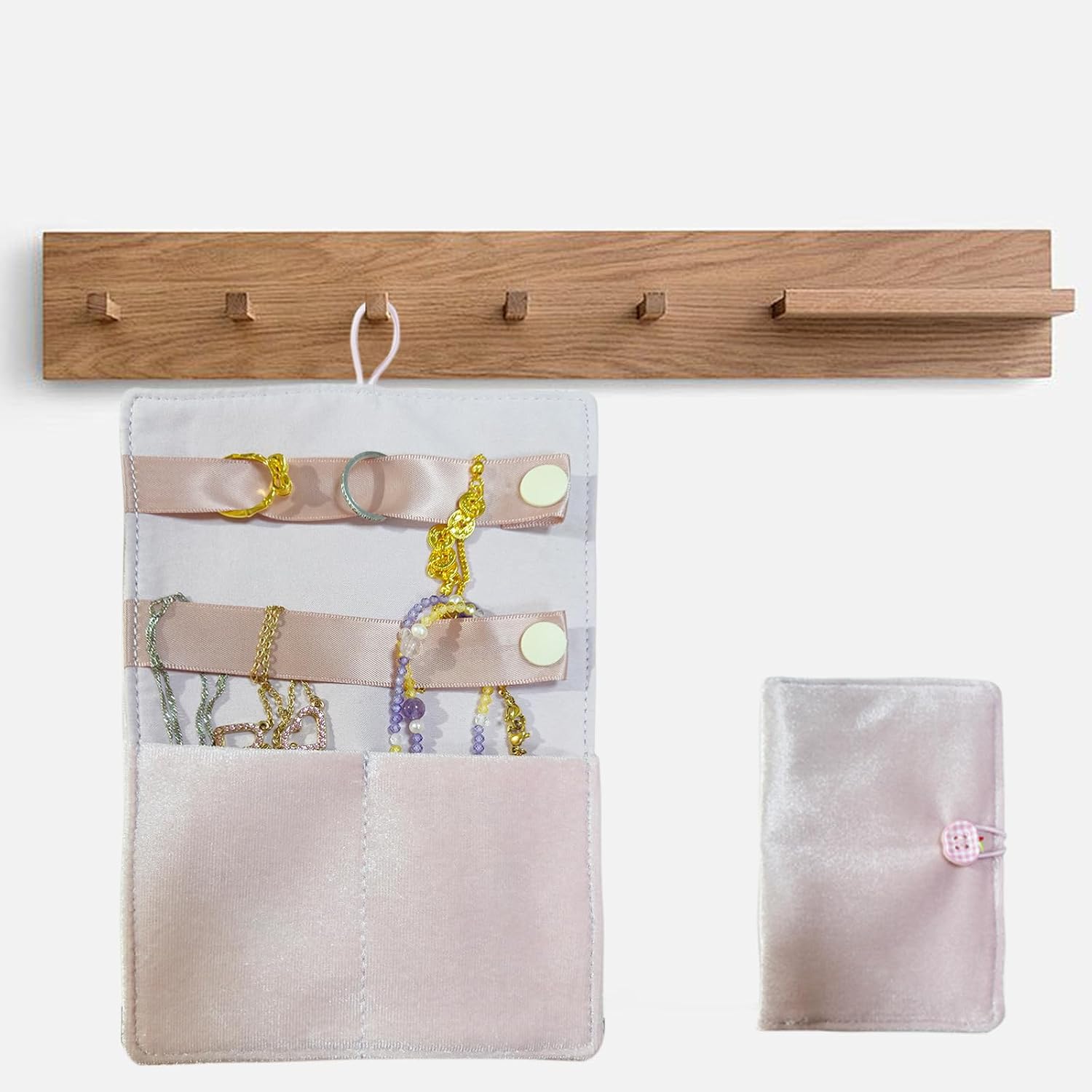 Jewelry Roll with Mermaid Jewelry Set Mini Travel Jewelry Bag Cute Jewelry Book Box Women lightweight Small Purse for Ring, Necklace, Earrings Storage image 3