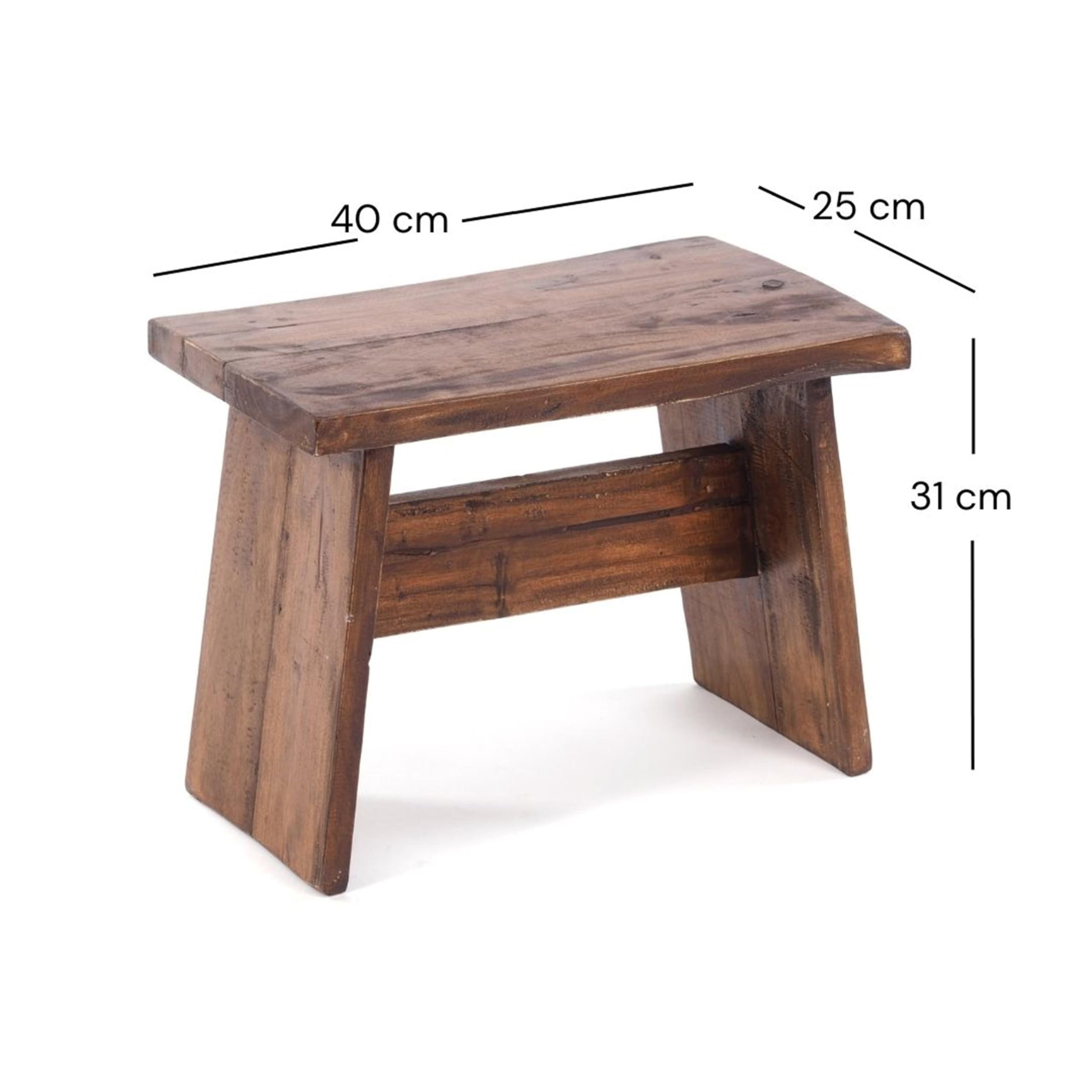 Design Delights - Sgabello Schemel 40 rustico, in mogano massiccio, 40 x 31 x 25 cm (larghezza x altezza x profondità), poggiapiedi, sgabello decorativo in legno