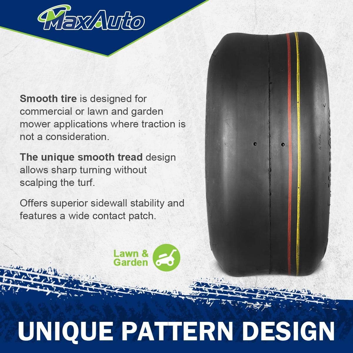 MaxAuto 2 Pcs 13X5.00-6 Turf Tires,13x5-6 Zero Turn Riding Mower Tires, 13-5-6 Smooth Tire for Lawn Mower 4PR Tubeless