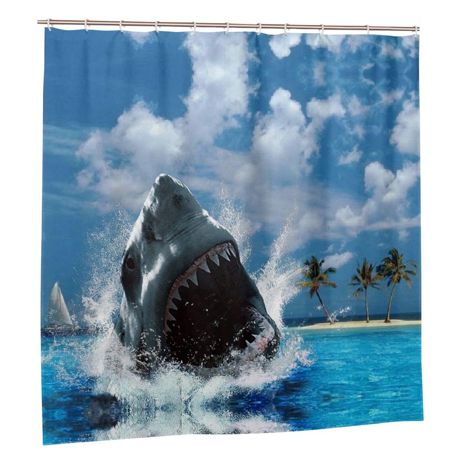 Rideau de douche requin 183x183 cm imperméable pour salle de bain d'hôtel