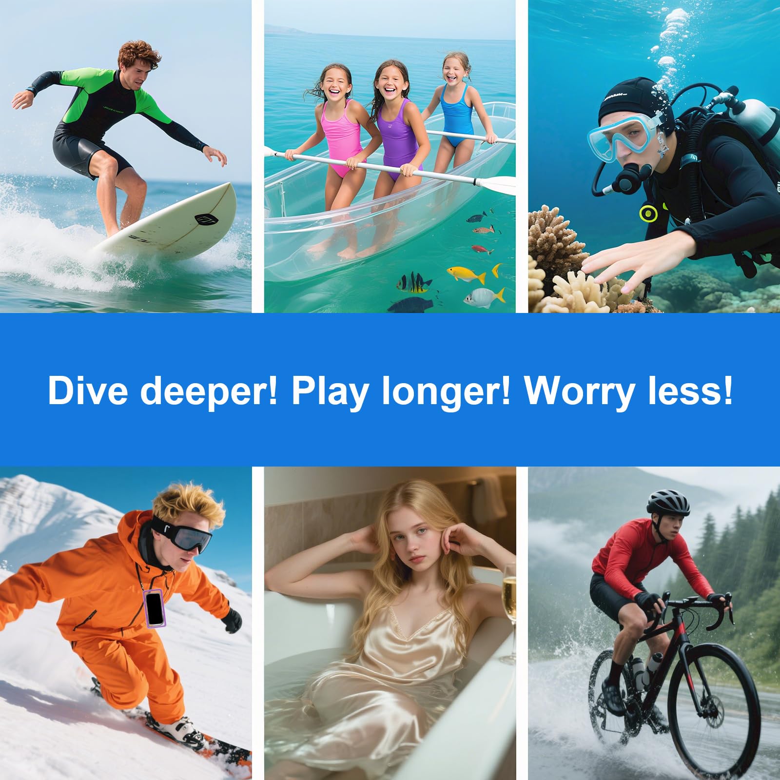 Funda impermeable de alta calidad, doble sellado, pantalla táctil subacuática, autocomprobación de fugas, 100 pies IPX8 + IP68, a prueba de polvo y caídas, funda impermeable de 7.9 pulgadas para