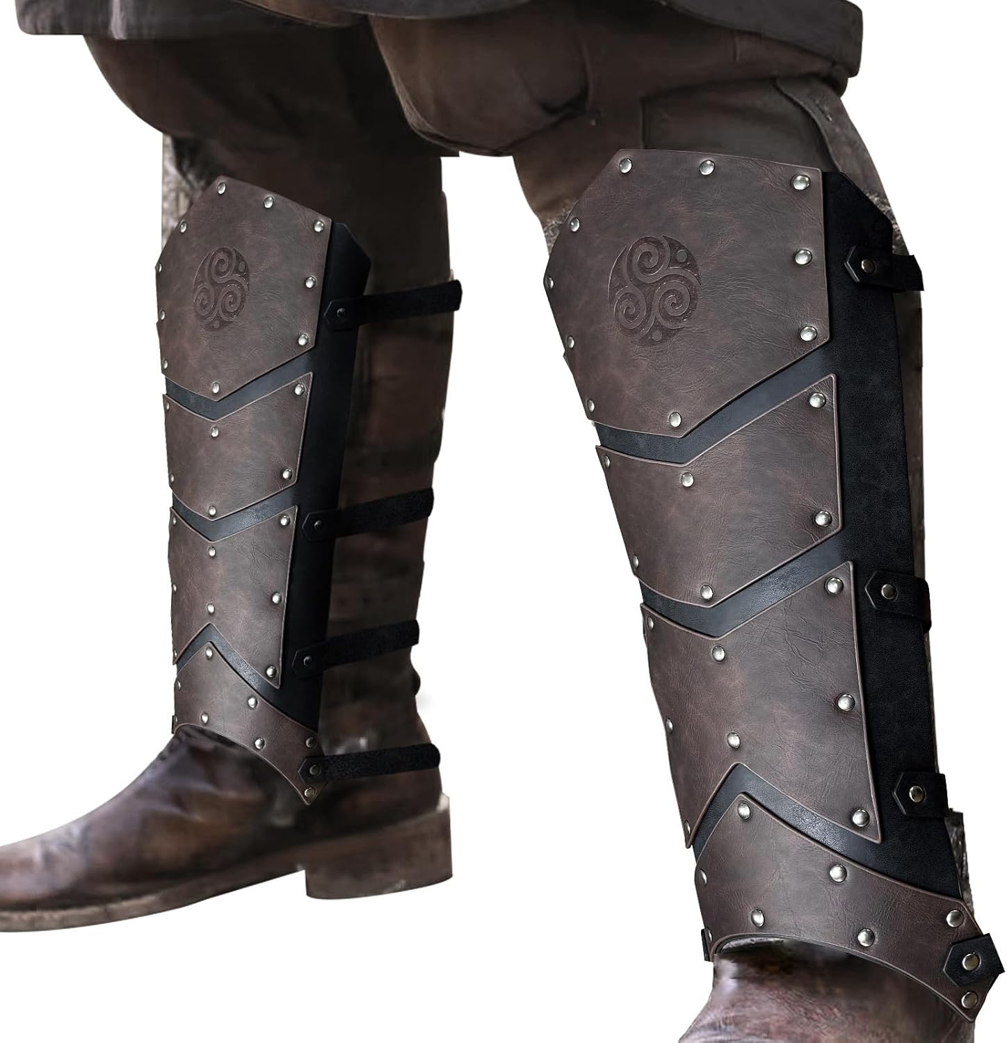 PU Leather Leg Guards Medieval Vintage Leg Gaiter Boot Cover for Historical Reenactments and Role Playing Costume