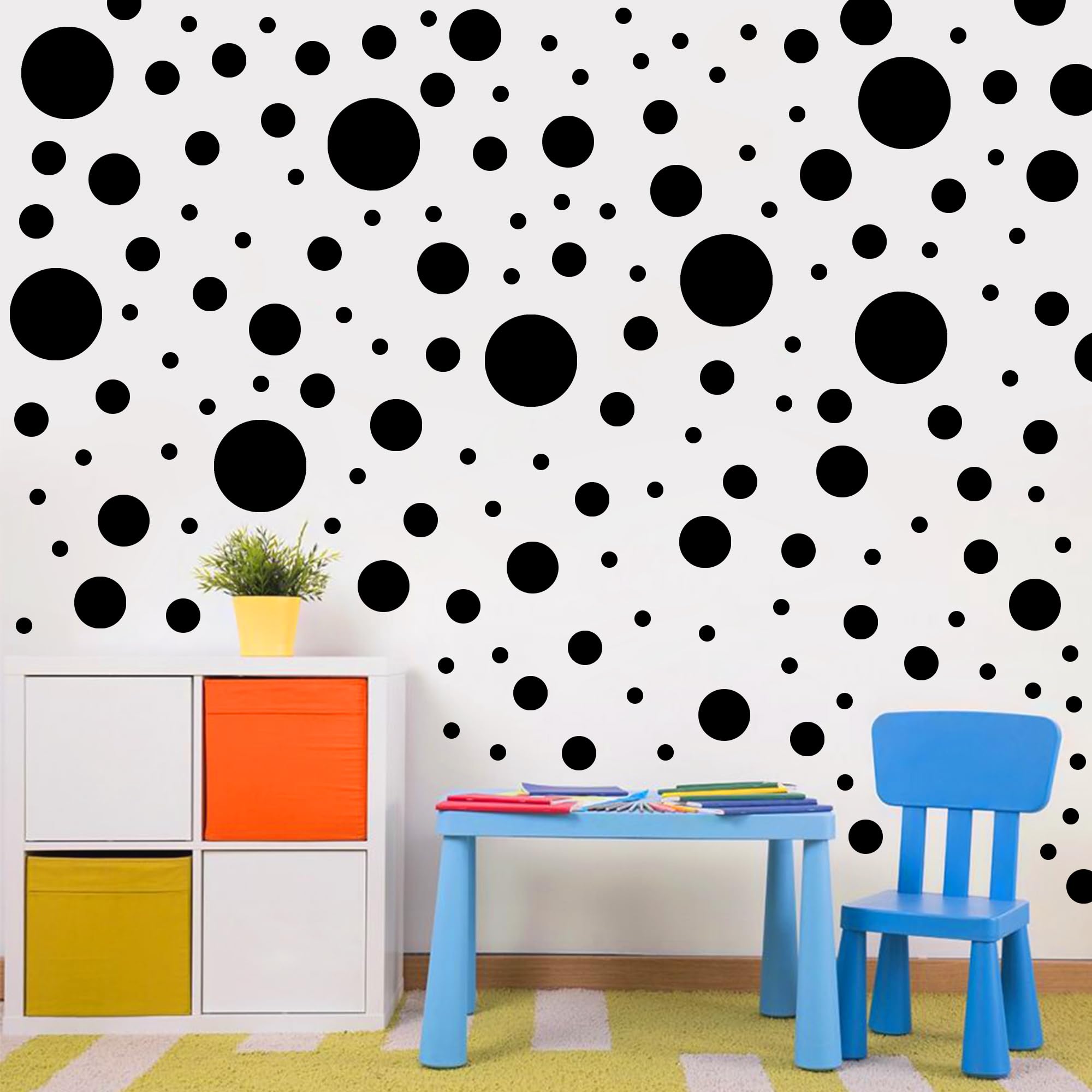 Amazon.com: 1240Pcs Polka Dot Wall Decals Black Boho Wall Decal Peel ...