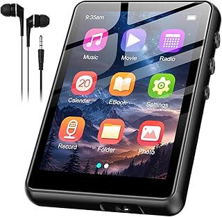 128GB MP3 Player with Bluetooth Black- SWOFY M4 Music Player with Bluetooth 5.4, 2.4" Portable HiFi MP3 Player with FM Radio, HD Speaker, E-Book,Voice Recorder, Digital Music Player Earphones Included