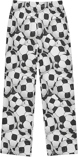 ALAZA Football Ball Soccer White Pajama Pants Long Sleep Pant Pajama Bottoms Ela