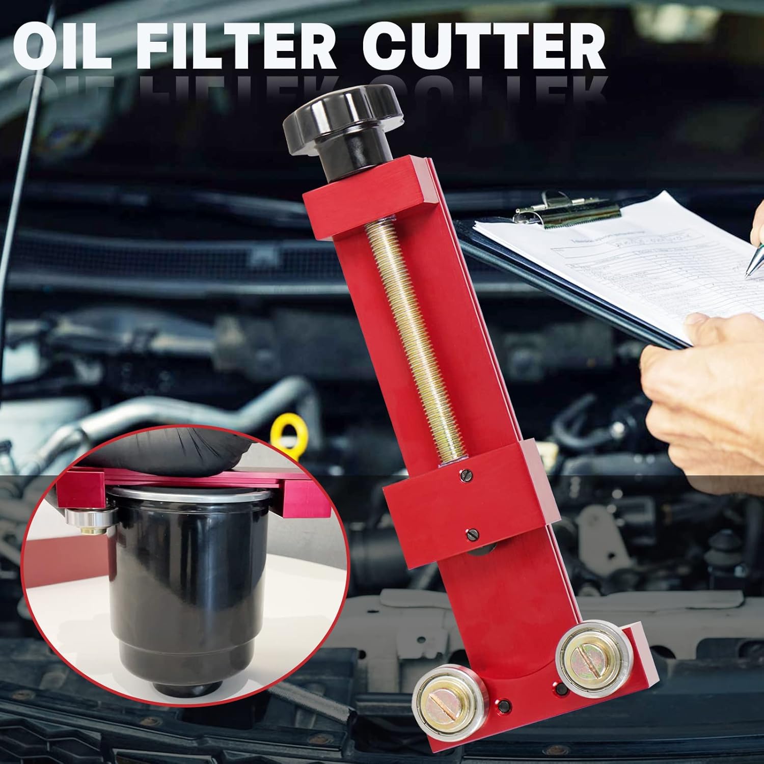 Oil Filter Cutting,Oil Filter Cutting Tool for Cutting Range 1-3/4" to 5-3/4" （Red）