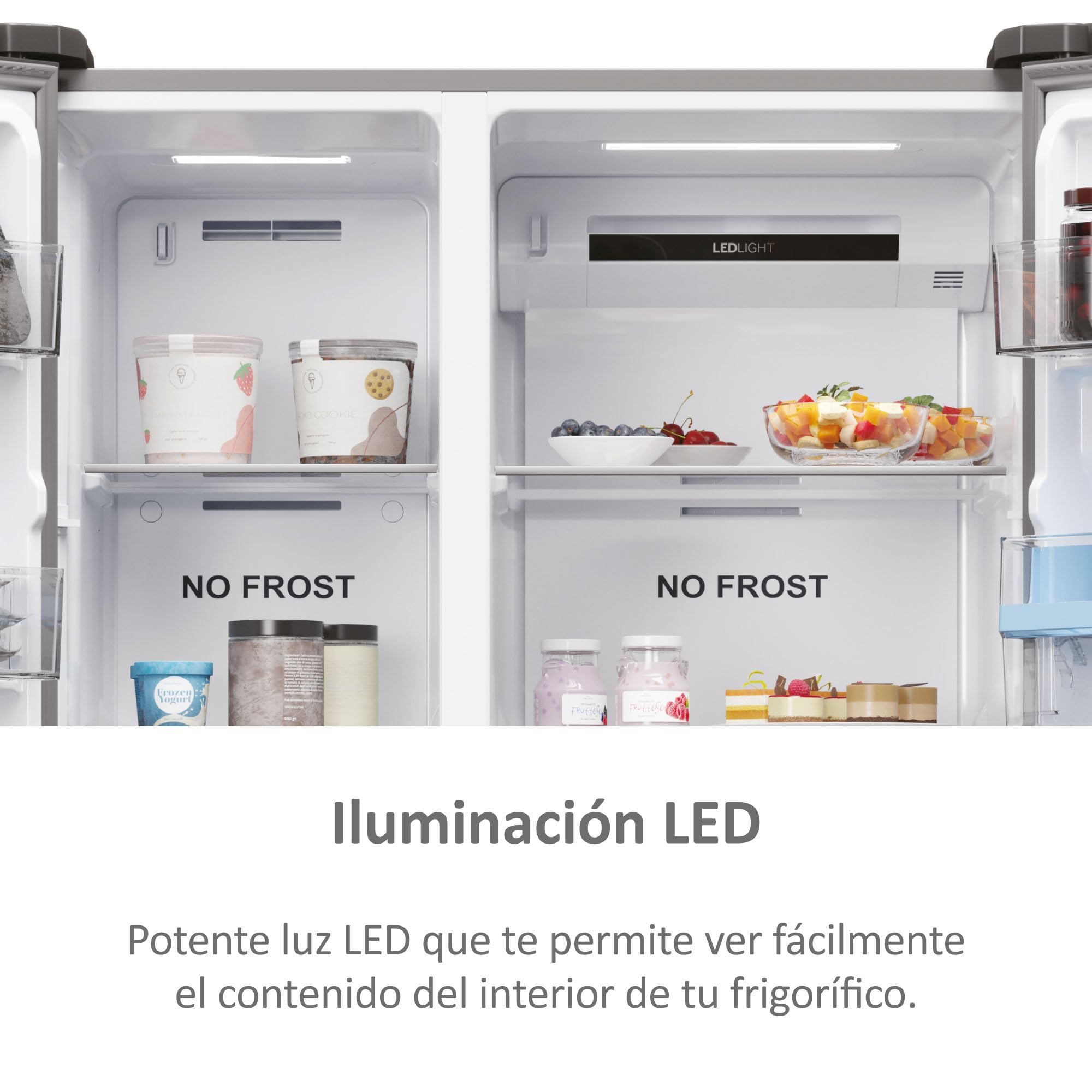 Haier SBS 90 Series 5 HSR5918DWMP - Frigorífico Side by Side, con Dispensador de Agua, Apertura puertas 90 grados, Motor Inverter, Total No Frost, Ancho 90cm, Capacidad XXL 521L, Iluminación LED, Inox