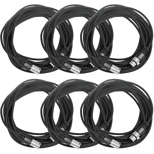 Miniatura 61 de SEISMIC AUDIO - SAXLX-50 - Paquete de 6 cables de micrófono XLR macho a XLR hembra de 50 pies - Equilibrado - Cables de conexión de 50 pies Negro