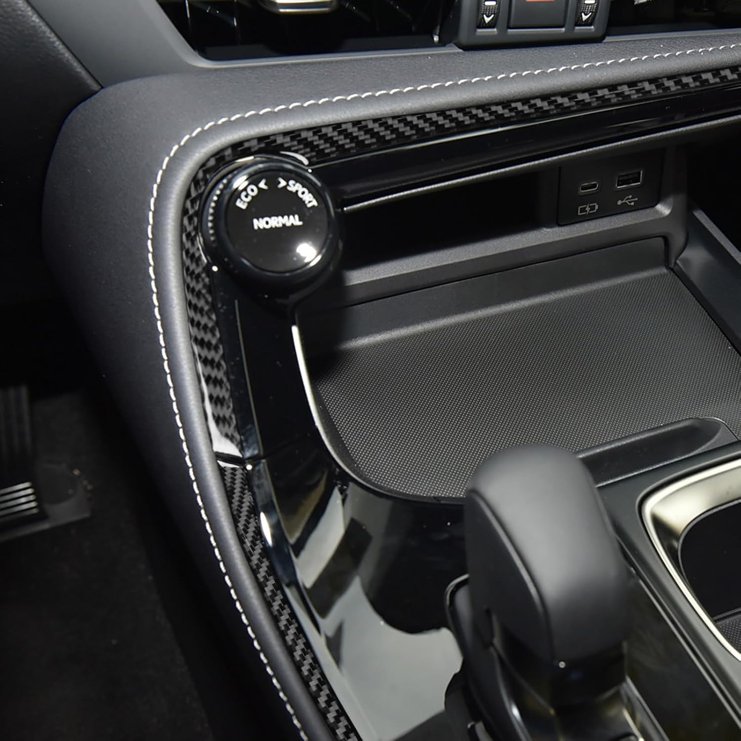 Car Gear Shift Panel Side Trim Strip Sticker Compatible with Lexus NX 250 350 350h 450h+ 2022-2026 2023 2024 2025 Real Premium Carbon Fiber Interior Decal Accessories Decor 2PCS Black