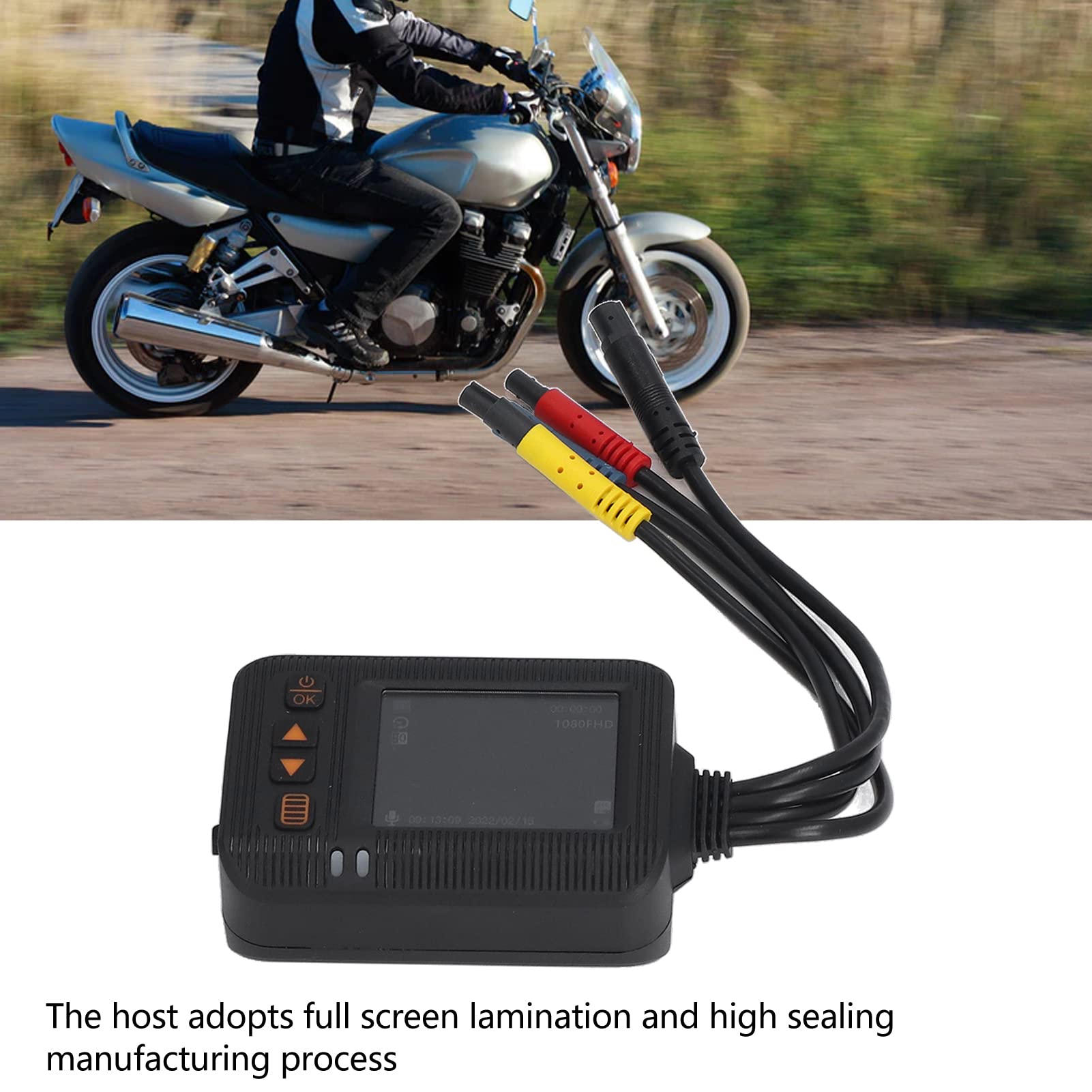 ciciglow Cámara de Salpicadero para Motocicleta, IP65, Impermeable, Frontal 1080P Y Trasera 720P, Cámara para Casco de Motocicleta con Pantalla de 2,0 Pulgadas