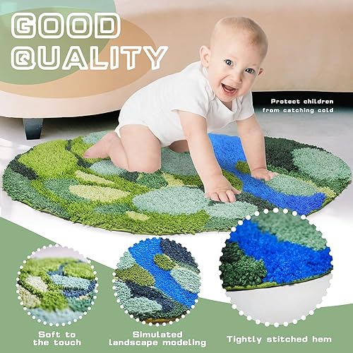 Miniatura 2 de Green Moss - Alfombra de baño con diseño de hojas para baño, microfibra absorbente de agua, estética, antideslizante, de microfibra suave, alfombra