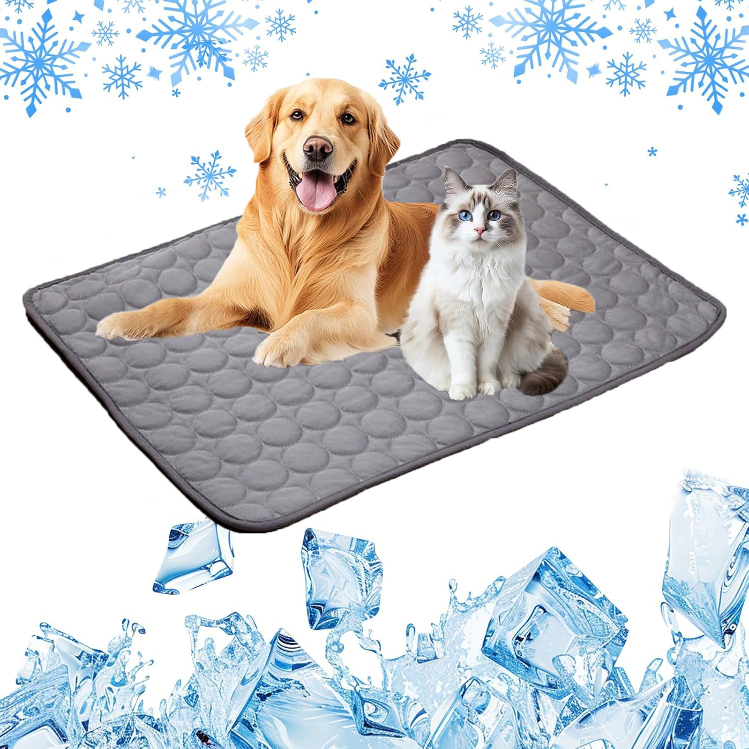 Pet Cooling Mat for Dogs & Cats - Cooling Mat Self Cool Pad for Dog and Cat, Washable Portable Pet Coolings Pad for Dogs & Cats Sleeping Mat for Home & Outdoor Car Seats (Dark grey, 50 * 40cm)