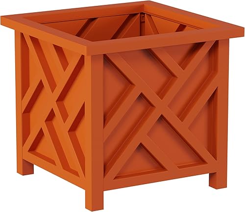 Pure Garden - Maceta con diseño de celosía, maceta decorativa cuadrada de 14.75 pulgadas para flores o plantas al aire libre, porche delantero,