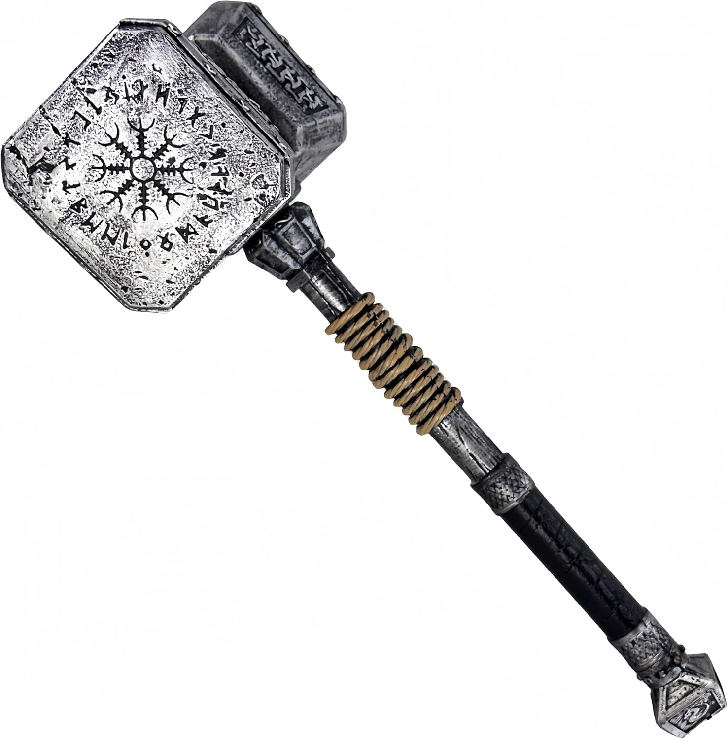 LOOYAR Viking Thunder Hammer Prop - Lightweight PU Foam for Authentic Norse Costume Ensembles Black Iron