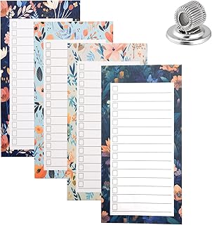 Pumuky 4 Pièce Blocs-notes Magnétiques,pour Liste D'épicerie Réfrigérateur,Feuilles Détachables 9x15cm,Blocs-notes Magnétiques Liste de Choses à Faire Magnétique StyloSupport de Clip de Stylo.