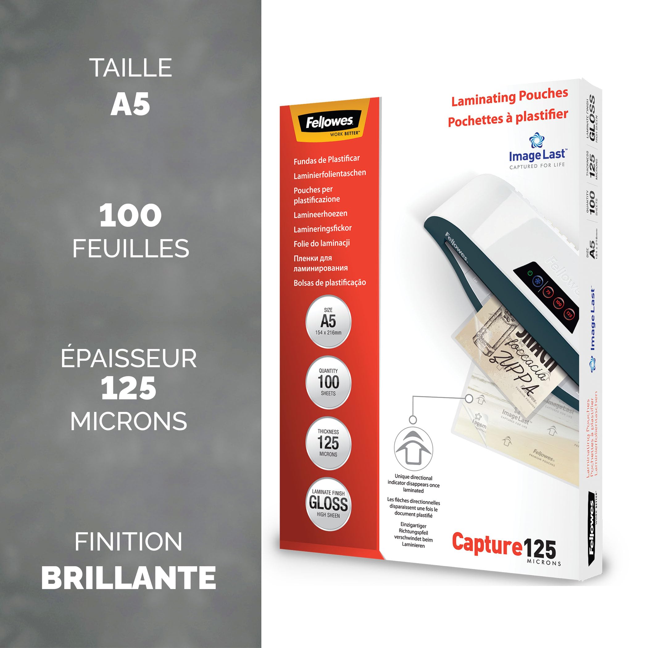 Fellowes buste plastificazione A5 lucide 250 micron 100 pezzi
