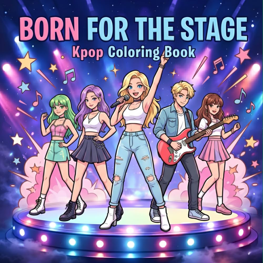 Born For The Stage: A K-Pop–Inspired Pop Idol Stage Coloring Book for Relaxation and Creativity for Adults and Teens