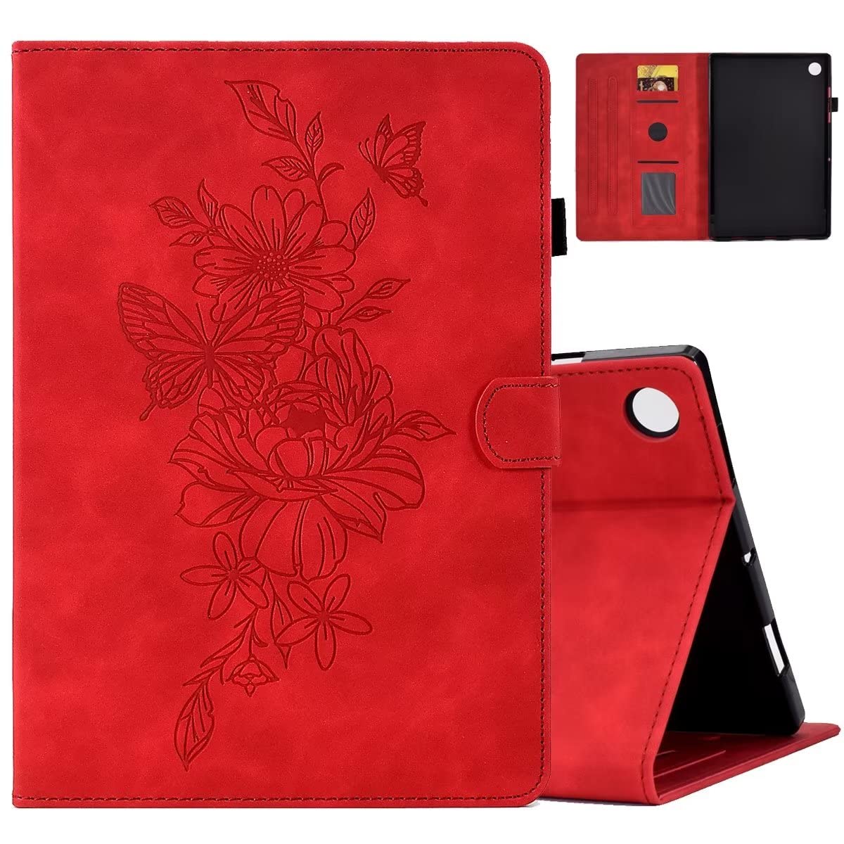MOKASECase for Samsung Galaxy Tab A8 10.5 inch 2022, Soft Suede Leather Multi-Angle Stand Cover, Smart Auto Wake/Sleep Folio Case with Pen Holder for 10.5" Galaxy Tab A8 [SM-X200/X205/X207], Red