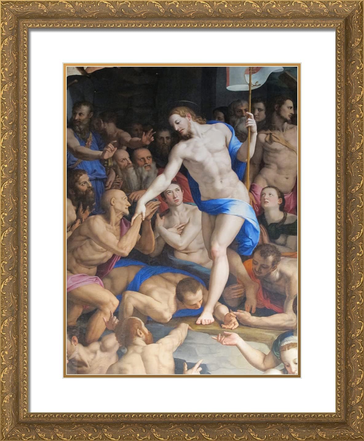 ArtDirect Bronzino, Agnolo 20x24 Gold Ornate Framed Art Print with Double Matting Titled: Descent of Christ into Hell