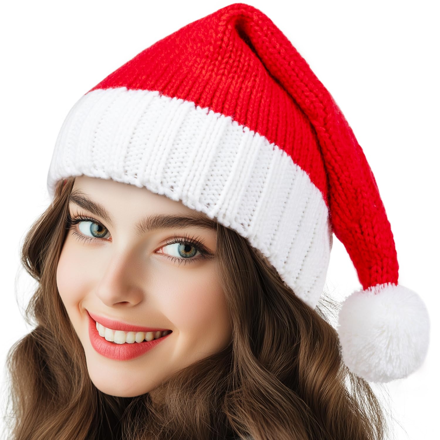 spxkd Santa Hat Christmas Beanies Hats for Women & Men Winter Warm Soft Knit Xmas Hat Skull Cap for Adults Christmas New Year Party Gift