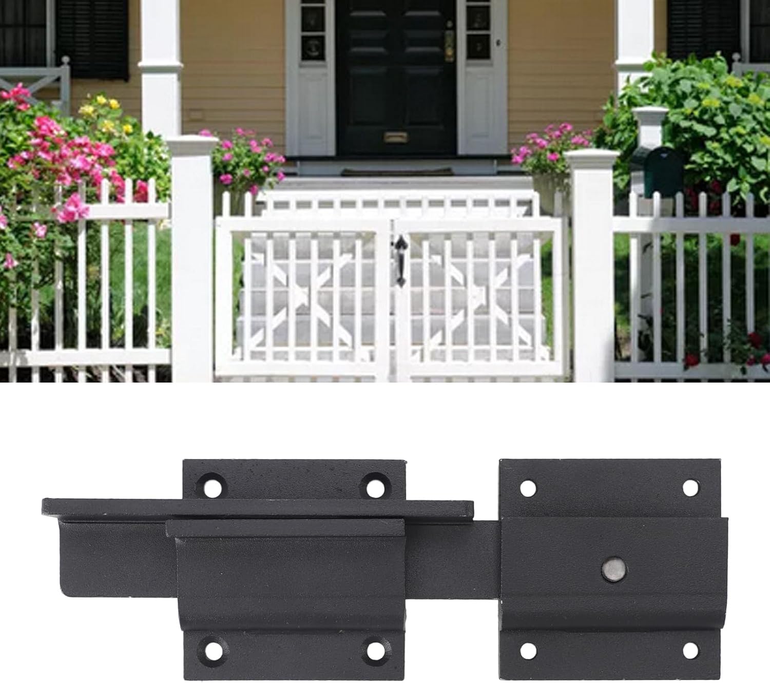 Flip Gate Latch Carbon Steel Door Lock with Padlock Hole for Wooden Fence, Barn Door, Yard Outdoor