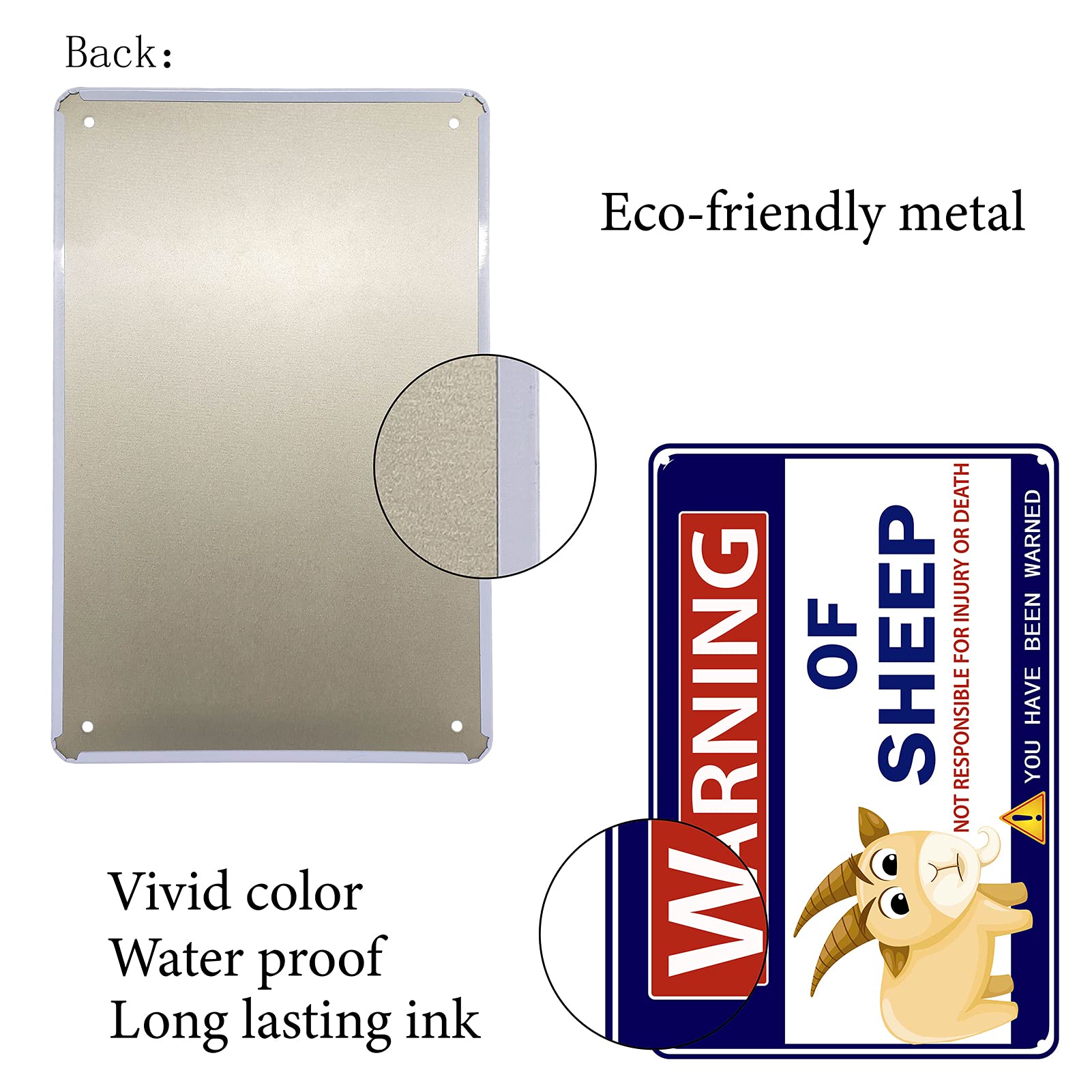 Schaf-Warnschild Aus Metall – 20,3 X 30,5 Cm, „Vorsicht Vor Schafen“, Wetterfest, Für Garten, Zaun & Hof
