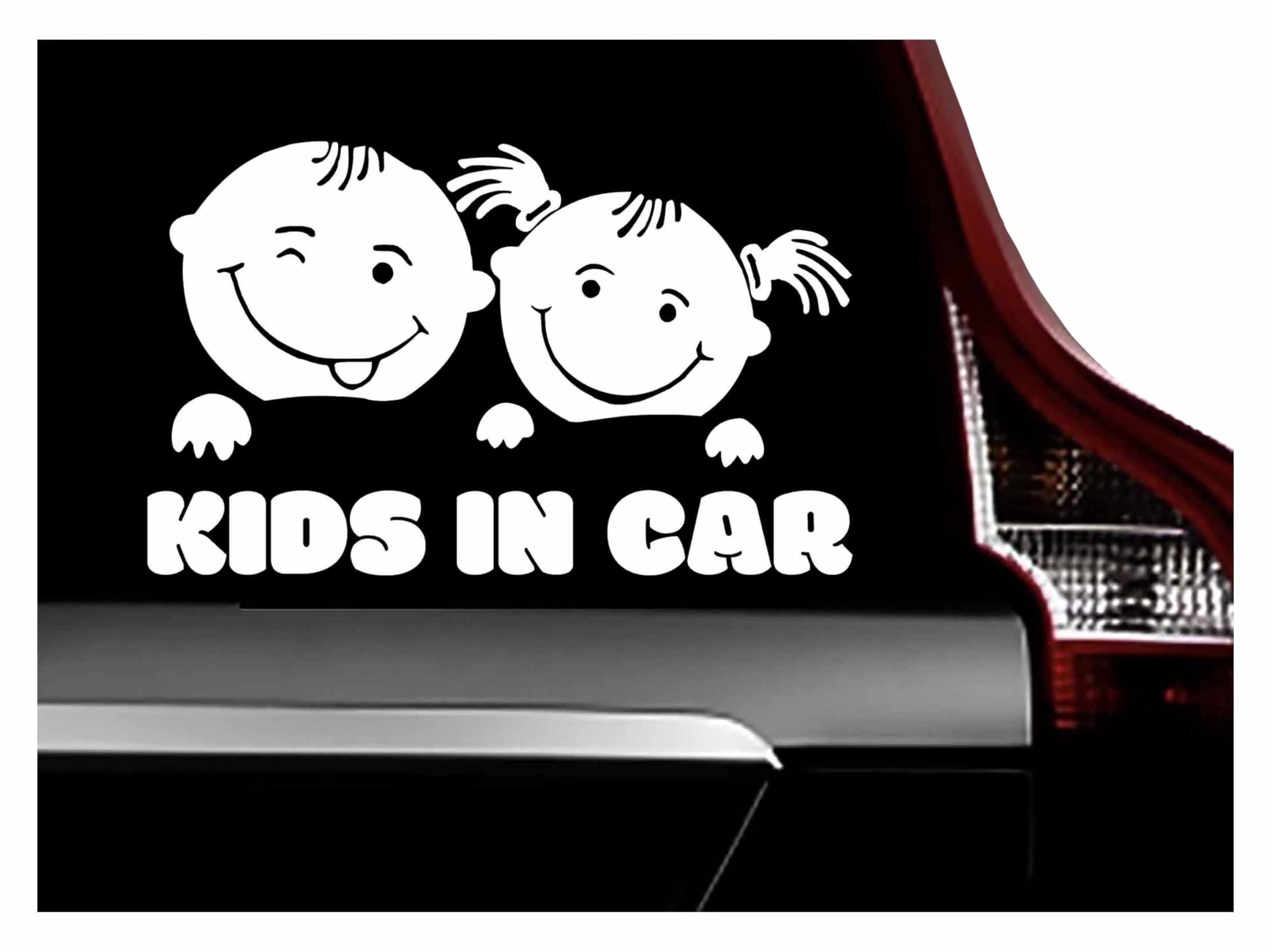 Kids in car Baby on Board AG-608 - Calcomanía de vinilo blanca de 7 x 4.3 pulgadas