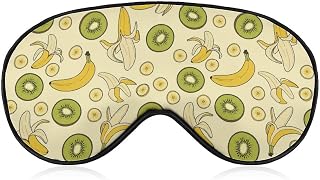 MEIKKO Sleeping Mask for Men & Women,Bananas Kiwis Slices Fruits Block-Out Eye Mask for Sleep with Adjustable Strap, Night Eye Cover for Travel