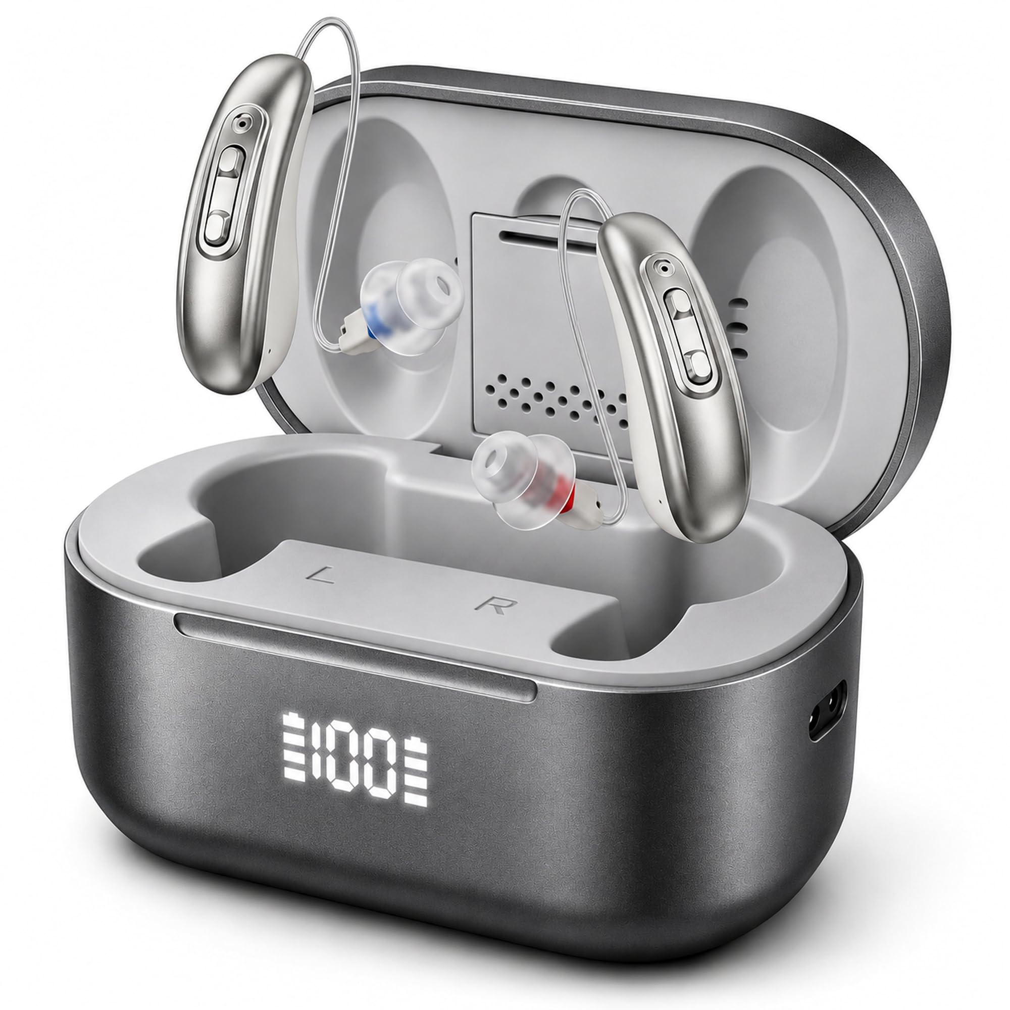 LURCAZT OTC Rechargeable Hearing Aids for Seniors - 32 Channel Digital, Smart Noise Reduction, Tinnitus Relief, No Feedback, 200H Backup, UV Care & Dry Function