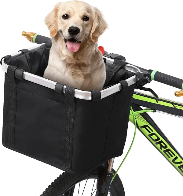 Lixada Bicycle Front Basket Detachable Bike Handlebar Basket Aluminum Bike Frame Basket Pet Carrier Frame Basket Bag