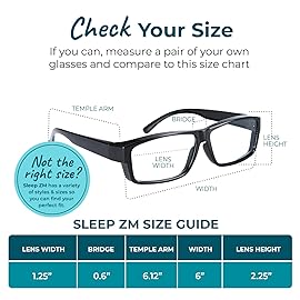 Sleep ZM Blue Light Blocking Glasses for Women + Men - Better Sleep + Anti Eye Strain Protection - Computer Screens & Gaming - Large Black Fit over - Daytime Clear Lens