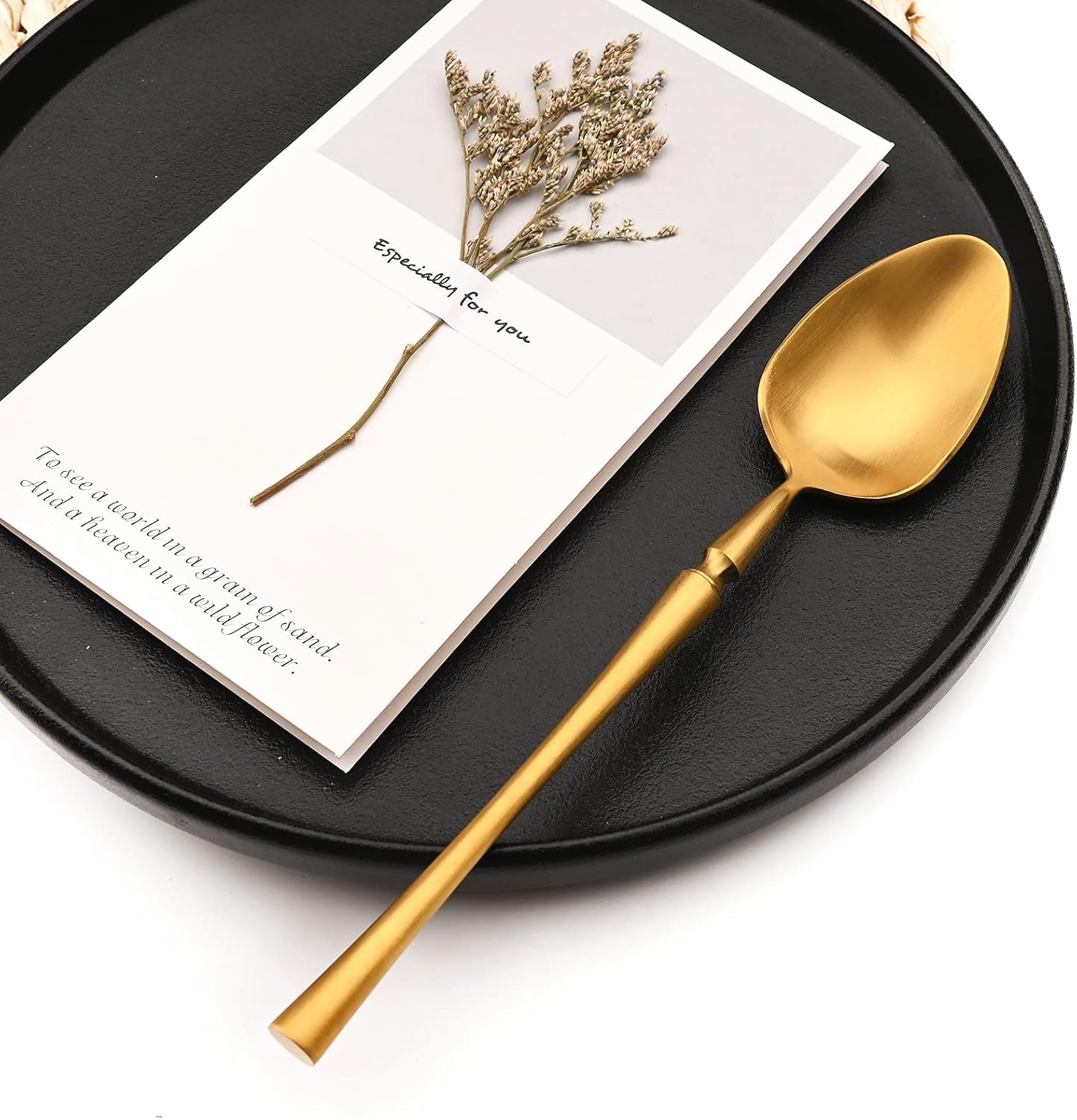 24-Pieces Gold 18/10 Stainless Steel Flatware Set, Matte Luxury Cutlery Set Kitchen Dinnerware Include Knife Fork Spoon and Teaspoon, Service for 6