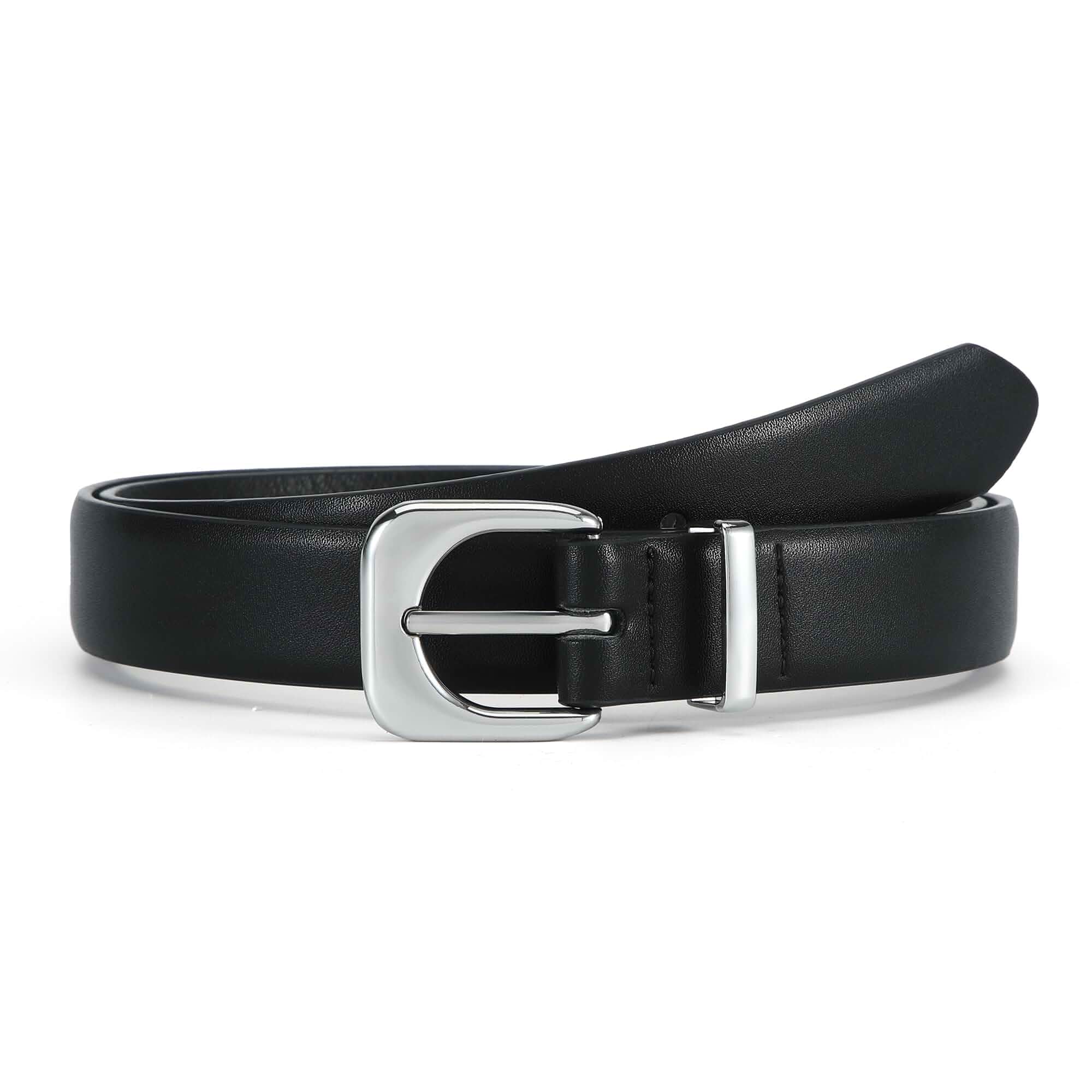 Earnda Belts for Women Faux Leather Waist Belt with Gold/Silver Buckle 1.0 in Wide, Metal Loop Pin Buckle, Adjustable for waist 26"-36", for Fashion Casual Daily Outfits with Jeans Pants Dresses