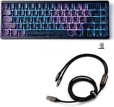 HITIME XVX M67 Wireless 60% Percent Keyboard & 2-in-1 USB C to USB A Keyboard Gaming Cable