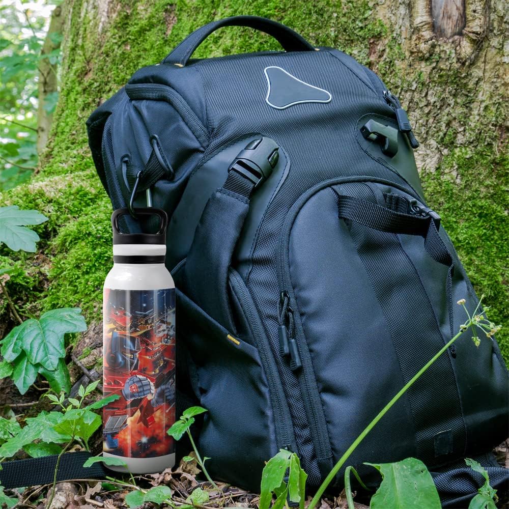 Transformers OFFICIAL Box Art White 24 oz Insulated Canteen Water Bottle, Leak Resistant, Vacuum Insulated Stainless Steel with Loop Cap