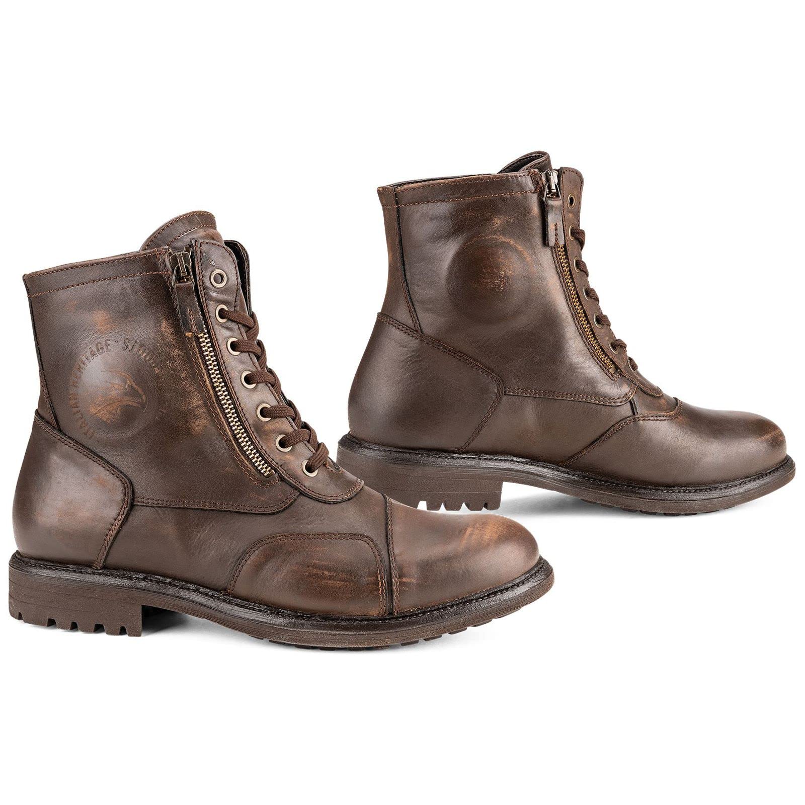 FALCO Stiefel Aviator braun Leder wasserdicht D3O High-Tex CE Doppelreißverschluss