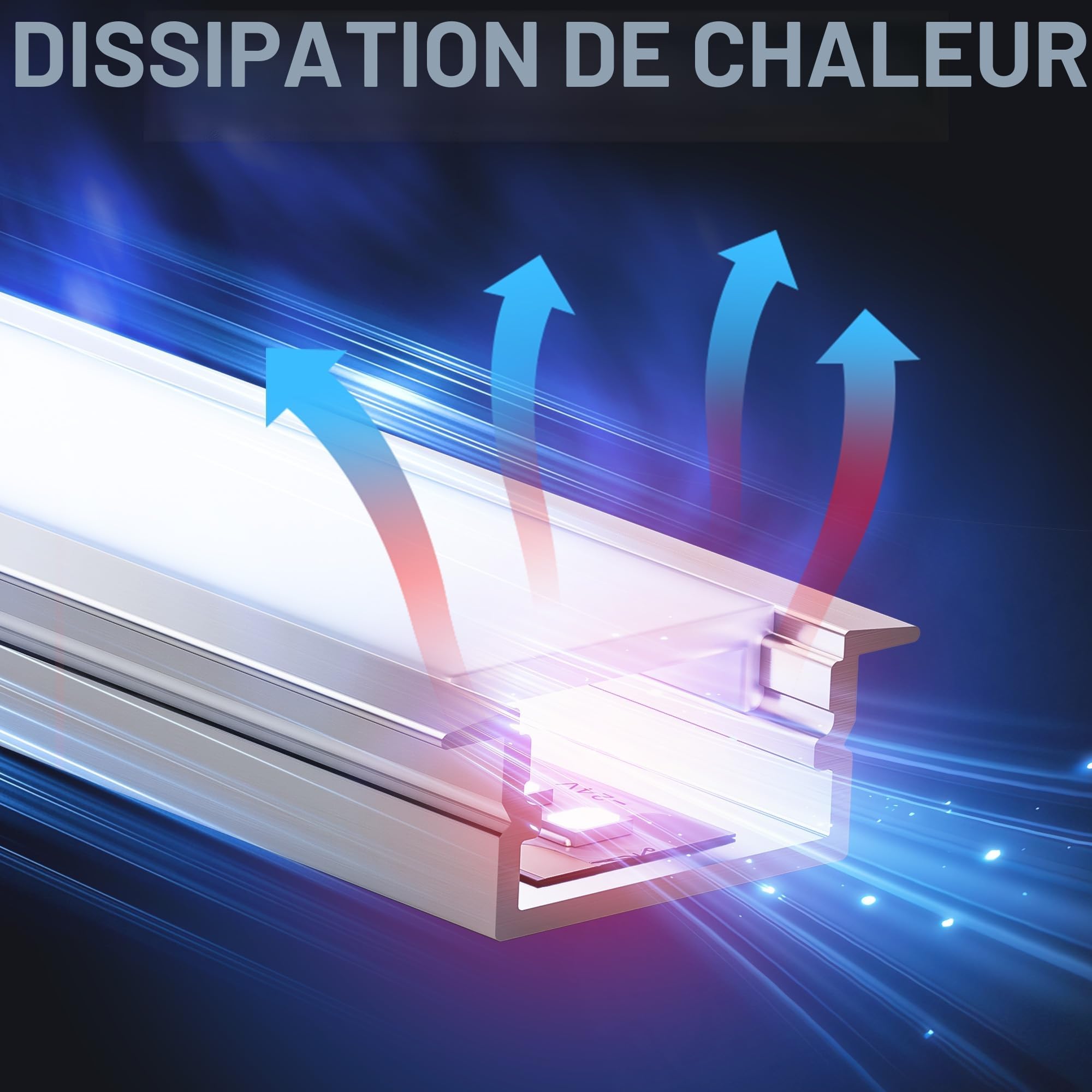 Profilé LED Encastrable 2m x 6, Profilé Aluminium LED U Forme avec Diffuseur Laiteux, Kit Installation Profil Aluminium pour Ruban 15mm, avec embouts et clips métalliques