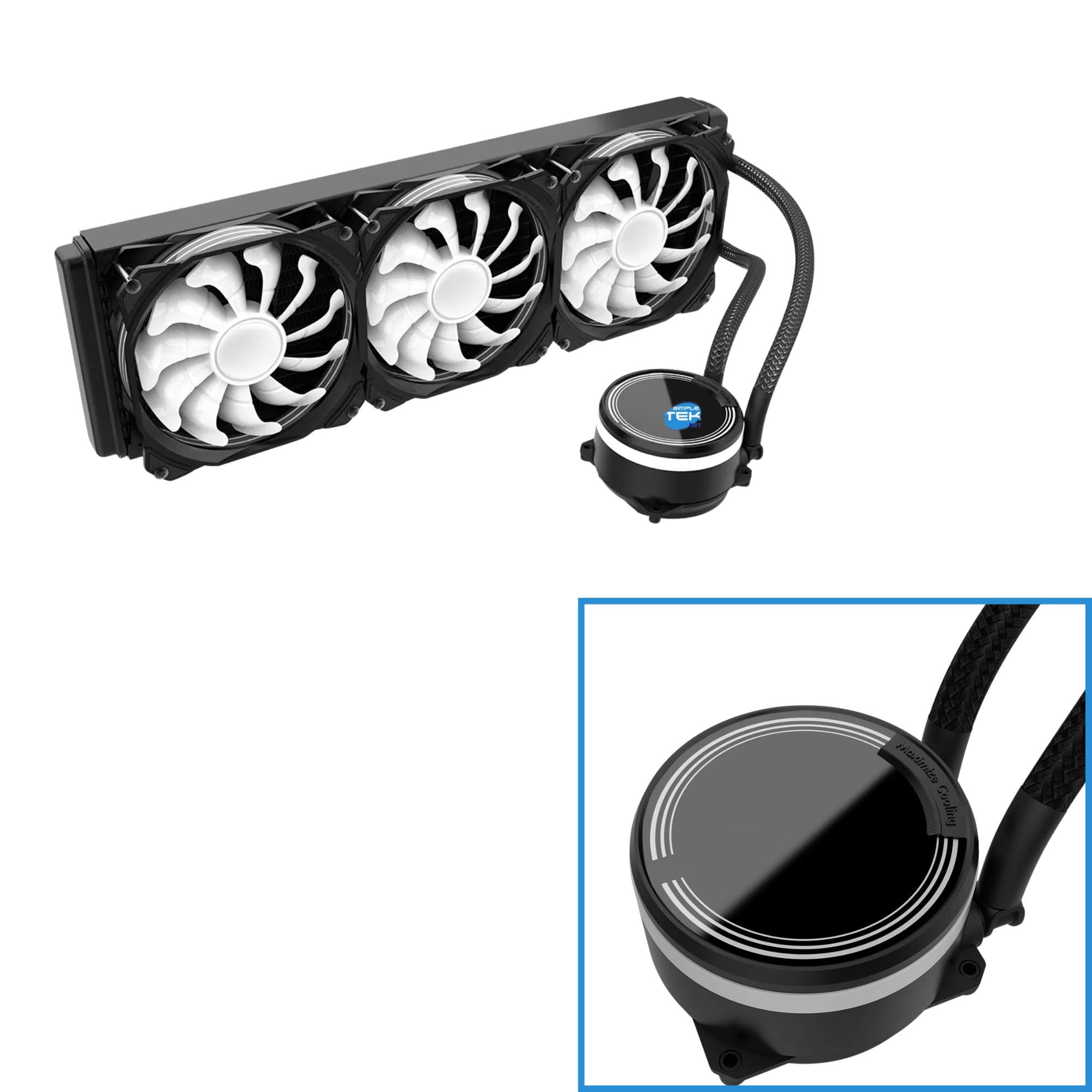 SIMPLETEK - Radiateur à liquide CPU tout-en-un 360 mm RGB | M360 | LGA 115X, 1150, 1151, 1155, 1156, 1200, 1366, 1700, 2011, 2066