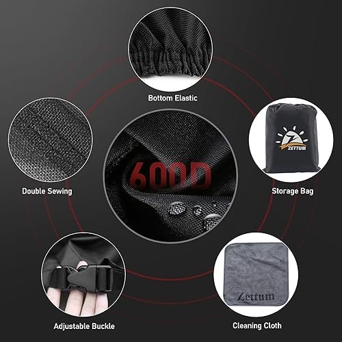 Miniatura 5 de Cubierta para cortacésped de giro cero, cubierta de cortacésped de giro cero, impermeable y resistente, 600D para exteriores, ajuste universal, con