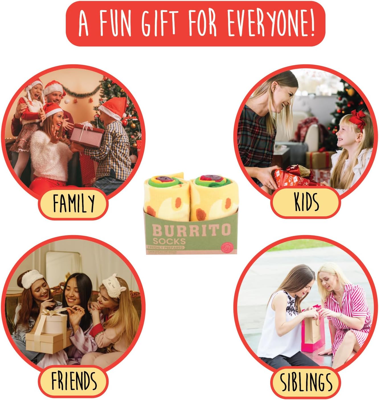 2 Pairs Burrito Socks – One Size Fits Most. Funny Novelty Taco Food Socks, Fun Gift for Men and Women, Crazy Funky for Taco Lovers, Valentine Gift Idea - Image 6