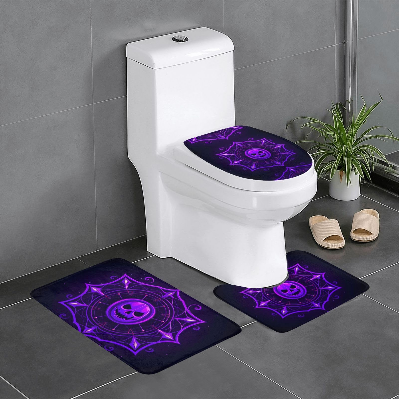 Tapis de salle de bain avec motif toile d'araignée pour WC et coiffeuse