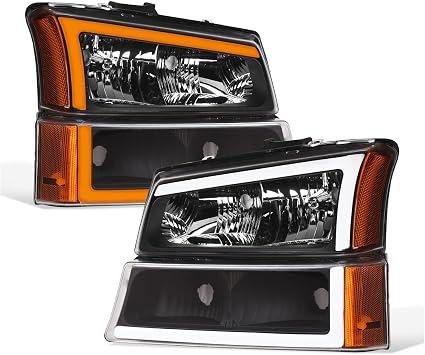 Topline Switchback Fits Headlights+Bumper V2 Black Clear-Lens -Lighting Technology GM2503224 15199557 10366037 GM2502224 GM2520185 15199556 10366038 GM2521185