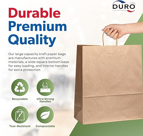 Miniatura 3 de Duro ID # 87490 Bistro  Bolsa de compra 60# papel kraft natural, 250 unidades 10 x 6,75 X 12 pulgadas