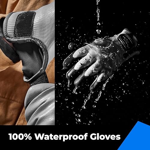 Vista 11 de Guantes 100% impermeables para hombres y mujeres, guantes de trabajo de invierno para clima frío, Touchsreen, guantes de congelador con aislamiento