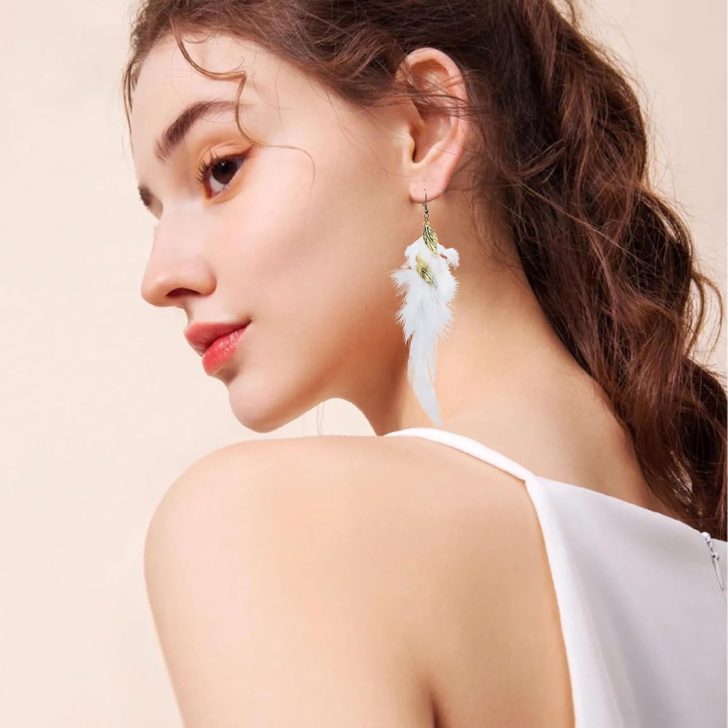 Feather Earrings for Women Bohemian Fringe Tassel Long Drop Dangle Earrings Lightweight Boho Statement earrings - Image 2