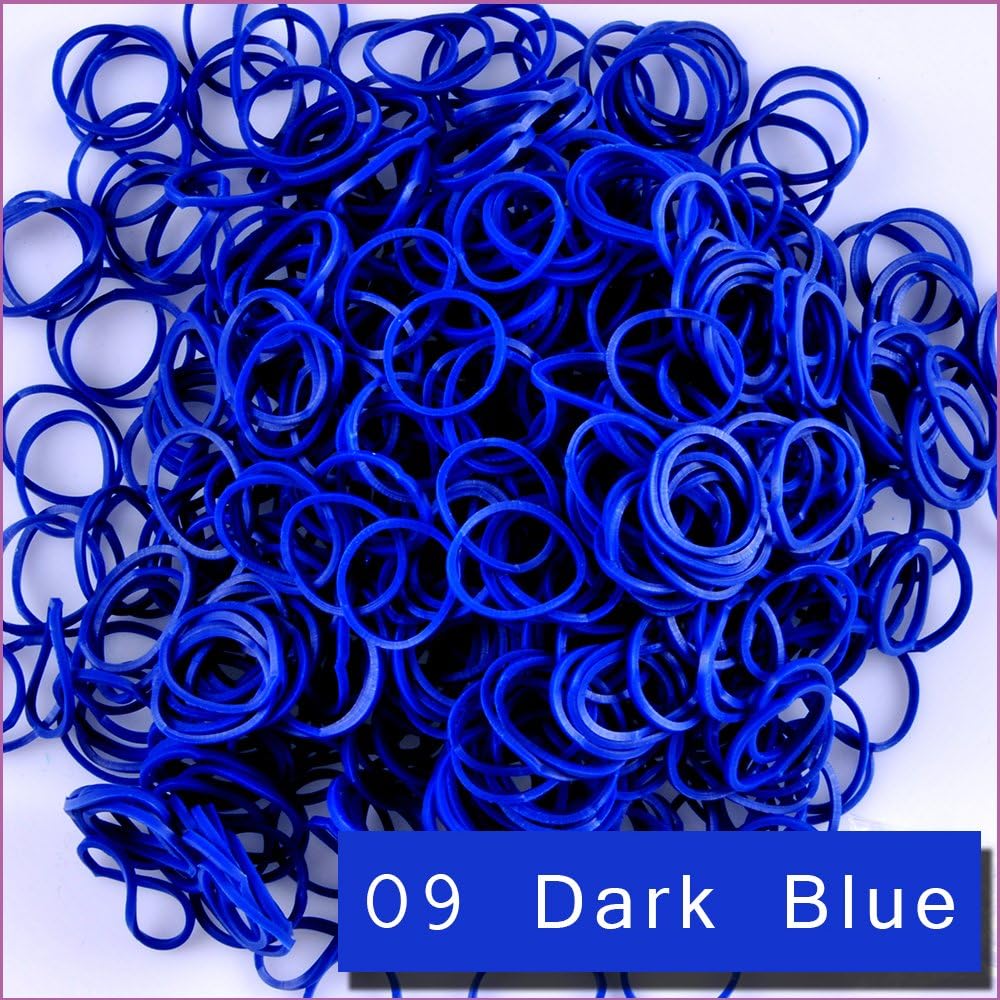Kirinstores (R) 600 PCS 24 Clips Bands Refills for Loom Bracelet Dress Making (09 Dark Blue)