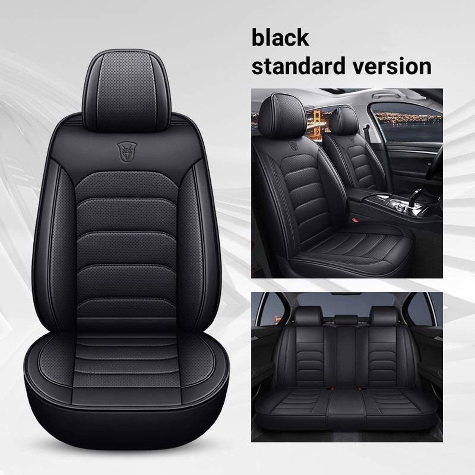 Funda Asiento Coche para Dacia Lodgy Fundas Universales Asientos Coche Protectores Asiento Cuero Nappa Impermeable Delanteros y Traseros 5 Piezas